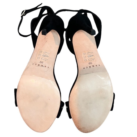 Sandro Nina Pearls Noir Black Suede Heels - sz US 8.5 / EU 39 - Picture 6 of 6